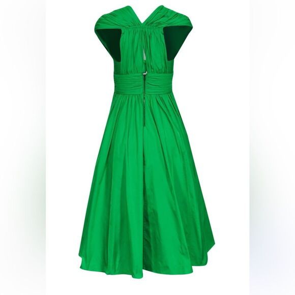 Anthropologie Tracy Reese Midi Dress Parted Emerald Dress with Pockets 8 - Picture 8 of 15